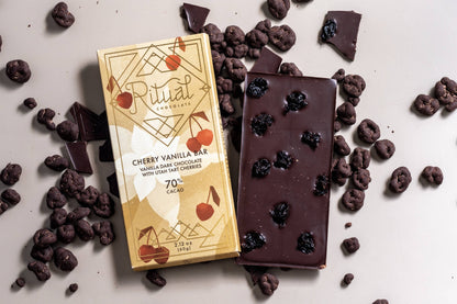 Cherry Vanilla Dark Chocolate Bar 70% Cacao - Lake Oswego Flowers